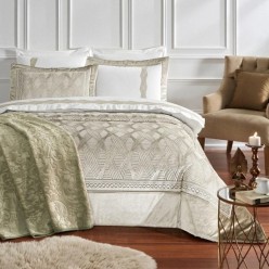 Özdilek Velours Kadife Çeyiz Seti 10 Parça Yatak Örtüsü Seti Yeşil