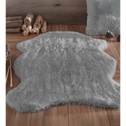 Armada Tavşan Tüyü Kürk Post Halı 70x100 Cm Gri