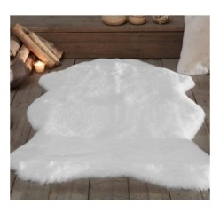 Armada Tavşan Tüyü Kürk Post Halı 70x100 Cm Optik Beyaz