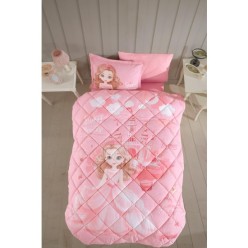 Clasy Ranforce %100 Pamuk Tek Kişilik Uyku Seti Sweet Princess V1 Pudra