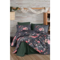 Clasy Saten %100 Pamuk Nevresim Takımı Çift Kişilik Alfon V1 Kahve