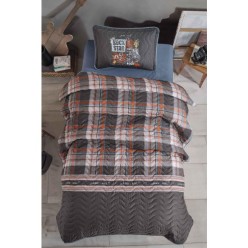 Clasy Ranforce %100 Pamuk Tek Kişilik Yatak Örtüsü Seti Rock İn Roll V1 Gri