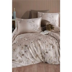 Clasy Saten %100 Pamuk Nevresim Takımı Çift Kişilik Sindarin V1 Kahve