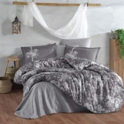 Clasy Saten %100 Pamuk Nevresim Takımı Çift Kişilik Monica V1 Antrasit