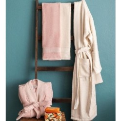 Apricitas Home Bambu Aile Bornoz Seti - Blush Ekru