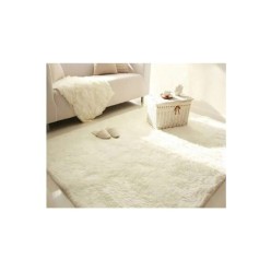 By İpek Kesme Yolluk Kaymaz Taban Yumuşak Peluş Halı Krem