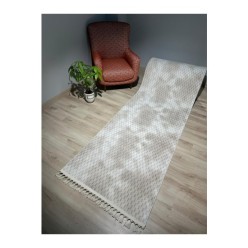 Aksu Halı Prime Berlin Fildişi Kaymaz Taban Makinede Yıkanabilen Kesme Yolluk Krem Düğüm Saçaklı 100L