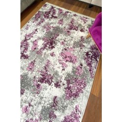 AKSU Jel Kaymaz Taban Yıkanabilir Yumuşak Yüzey Kesme Halı Yolluk Etna Lila 120L