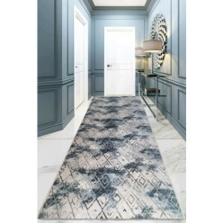 Padişah Desenli Yolluk Tuna Mavi Kaymaz Taban Kesme Halı Yolluk 200L