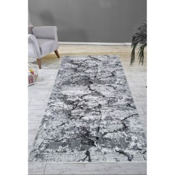 Padişah Halı Etna Desen Gri Renk Kesme Kaymaz Taban Halı Yolluk 200L