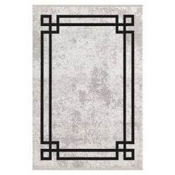 Merinos Halı Therapy 33260 090 Yün Tuşeli Çerçeveli Modern Salon Halısı Gri Siyah 160x230