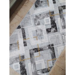 Dinarsu Halı Anka Desen Gri Renk Kesme Kaymaz Taban Halı Yolluk 120L