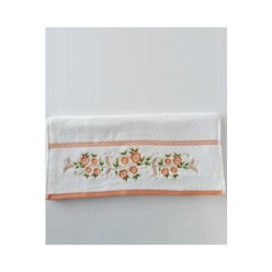 Özdilek Azalea 50x90 cm Nakışlı Havlu Beyaz-Somon