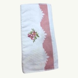 Özdilek Marrone Nakışlı El ve Yüz Havlusu Beyaz/Pembe 50x90 cm