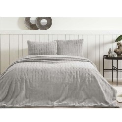 Özdilek Carmen Kürklü Peluş Doku Çift Kişilik Yatak Örtüsü (230x250) - Gri