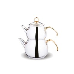 FMS Çaydanlık Orta Boy Küre Altın Renk Metal Sap