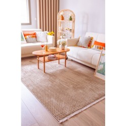 Pita PT03 Beige Pelüş Dokulu İskandinav Salon Makine Halısı 200L