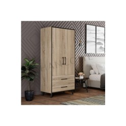 Chancolye Nova Elbise Dolabı 2 Kapaklı 2 Çekmeceli