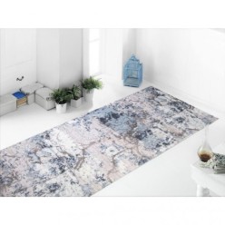 Aksu Halı Etna Desen Mavi Renk Kesme Kaymaz Taban Halı Yolluk 120L