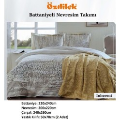 Özdilek Trendy Battaniyeli Çift Kişilik Nevresim Takımı - Inheret Krem