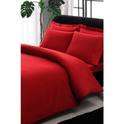 Taç Premium Basic King Size Pamuk Saten Nevresim Takımı Kırmızı