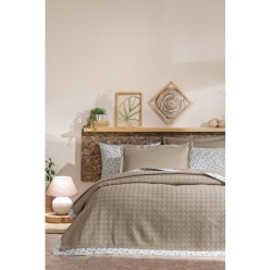 Özdilek Sarmaşık Çift Kişilik Jakar Biyeli Pike Takımı Kahve