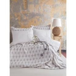 Apricitas Home Çift Kişilik Timeless Set Nakışlı Abeille Gray - Yatak Örtüsü