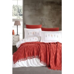 Elart Daisy Nevresimli Pike Takımı 7 Parça Tarçın