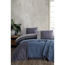 Elart Pamuk Nevresimli Battaniye Seti 5 Parça Charm Mavi