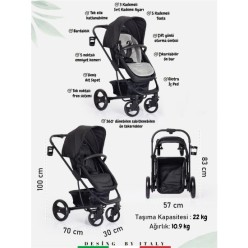 Sunny Baby 9023 İcon Travel Sistem Bebek Arabası Siyah