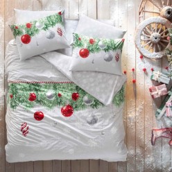 Taç Snowflake Ranforce Çift Kişilik Nevresim Takımı Yeşil