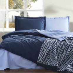 Özdilek Pamuk Battaniyeli Nevresim Takımı - İndigo/Mavi