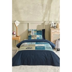 Özdilek Tek Kişilik Ranforce Nevresim Takımı - Nautical Travel Mavi