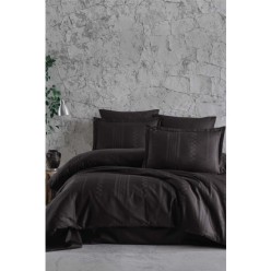 Clasy Çizgili Saten %100 Pamuk Nevresim Takımı Çift Kişilik Capital V1 Antrasit