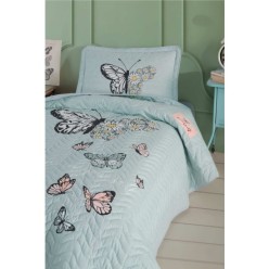 Clasy Ranforce %100 Pamuk Tek Kişilik Yatak Örtüsü Seti Daisy Love V1 Mint