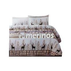 Merinos Comforter Deer Bej Çift Kişilik Yorgan Seti