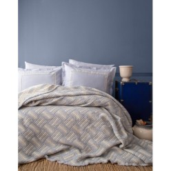 Apricitas Yatak Örtüsü Pikeli Set Sevilla Mavi Tek Kişilik