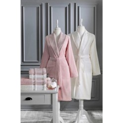Özdilek Dory Pudra Krem Aile Bornoz Takımı Pudra-Krem