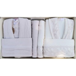 Özdilek Ruby Bej-Krem/Bej Aile Bornoz Seti