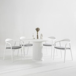 Cool Zena Elara Yuvarlak Masa Takımı Beyaz