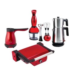 Karaca 4lü Elektrikli Çeyiz Seti Redgold Çelik Demlikli